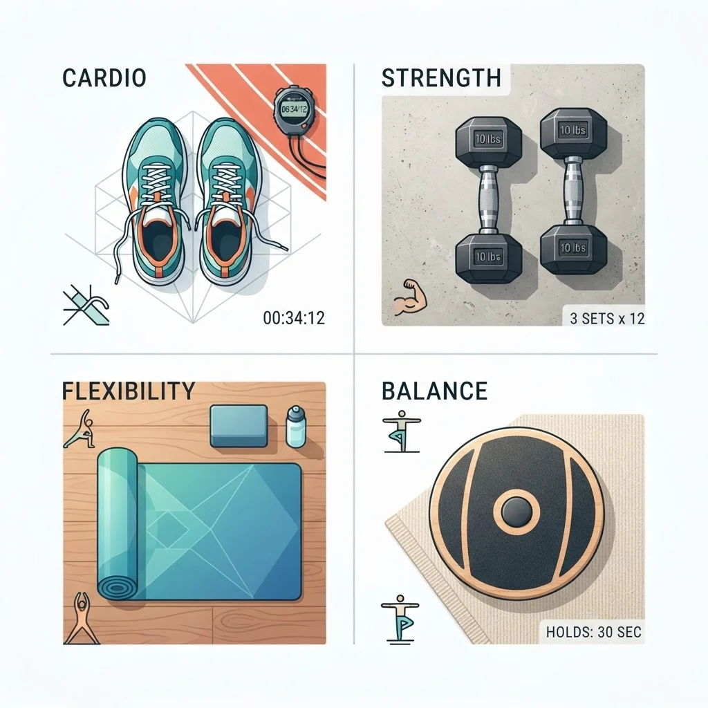 Cardio, Strength, Flexibility, Balance: What Each Exercise Type Actually Does